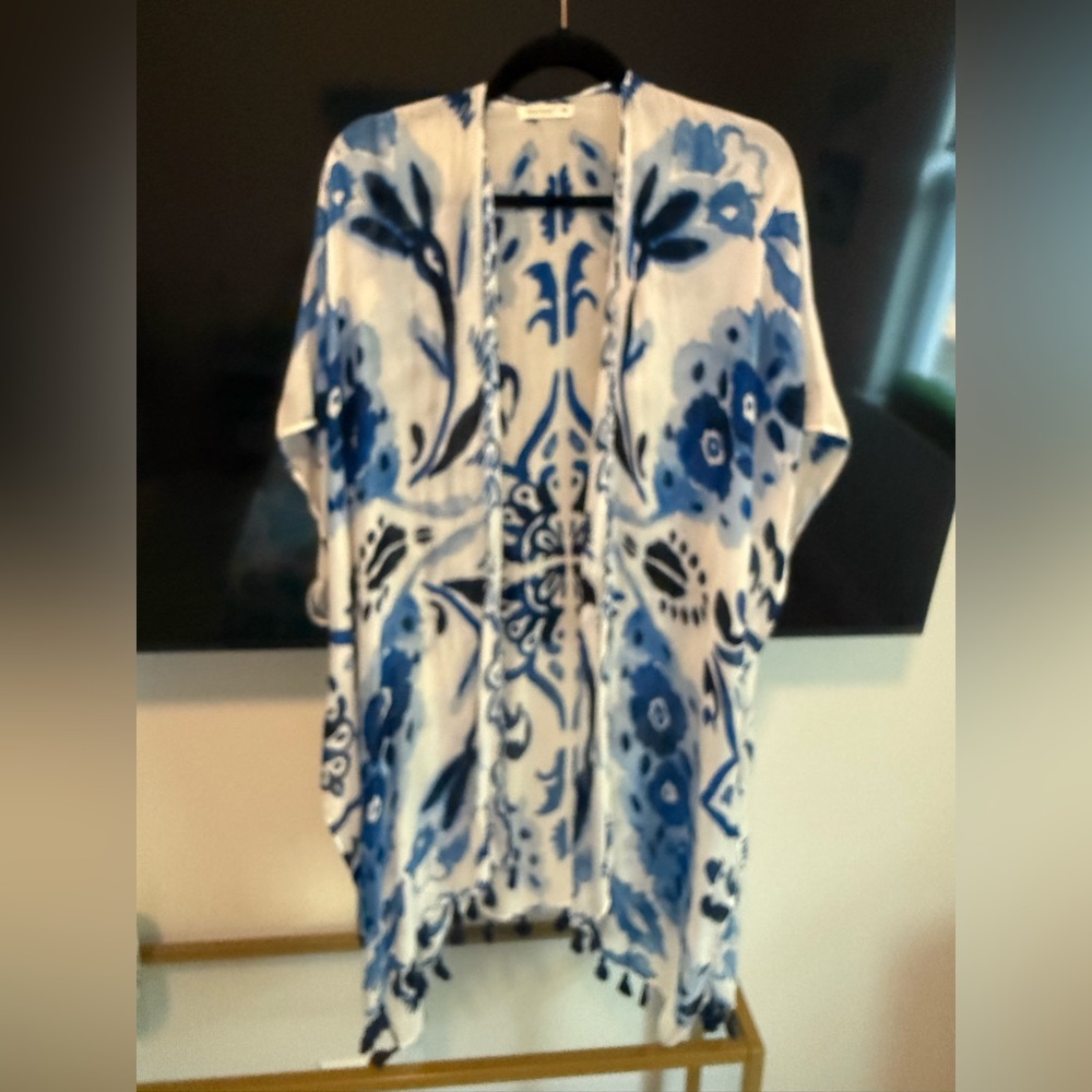Blue and White Floral Women's  kimono